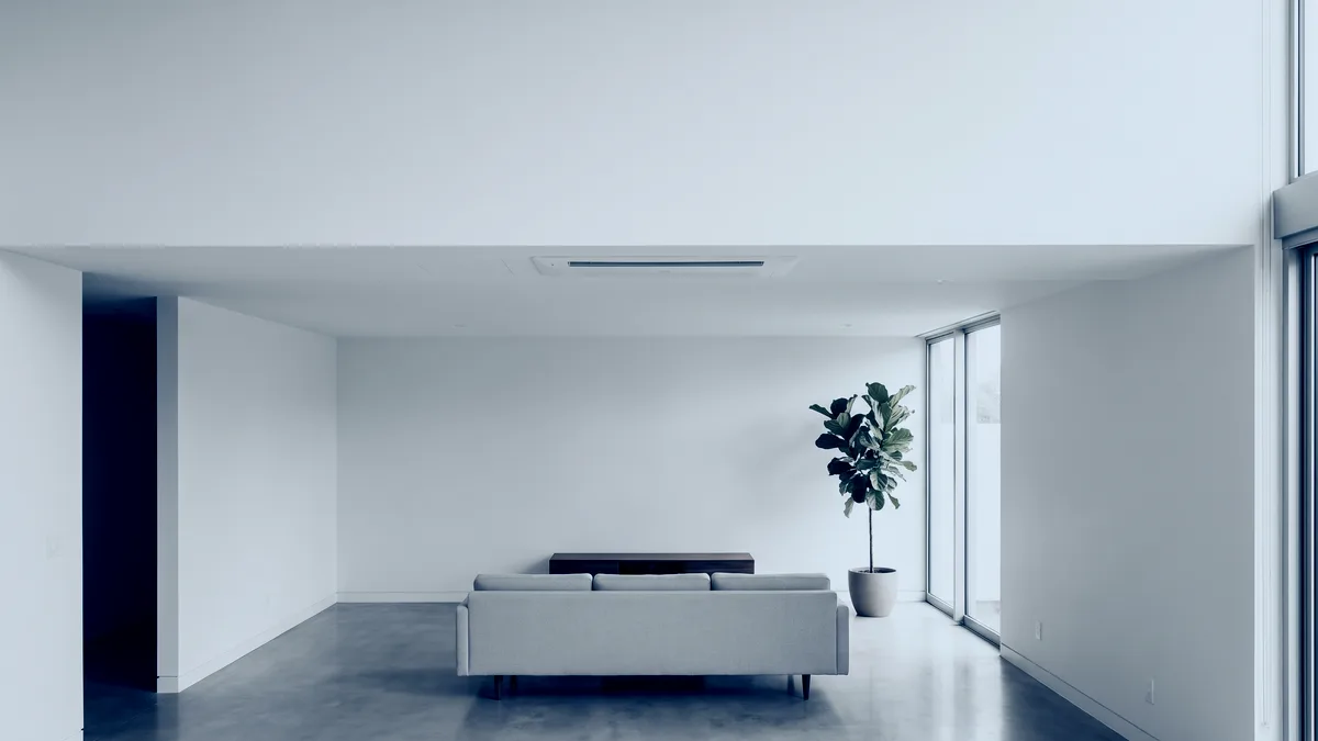 Heller Wohnraum mit Tageslicht und Pflanze