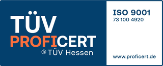 TÜV PROFICERT, TÜV Hessen: ISO 9001, Zertifikat-Registrier-Nr. 73 100 4920