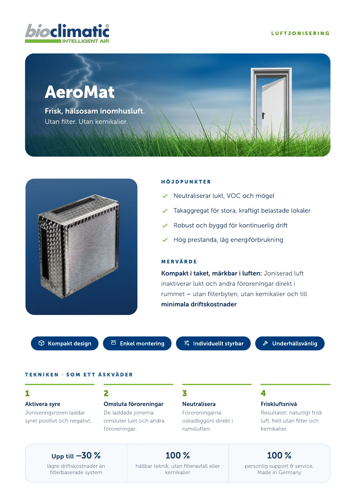 Produktflyer AeroMat, Seite 1 von 2 (Schwedisch)