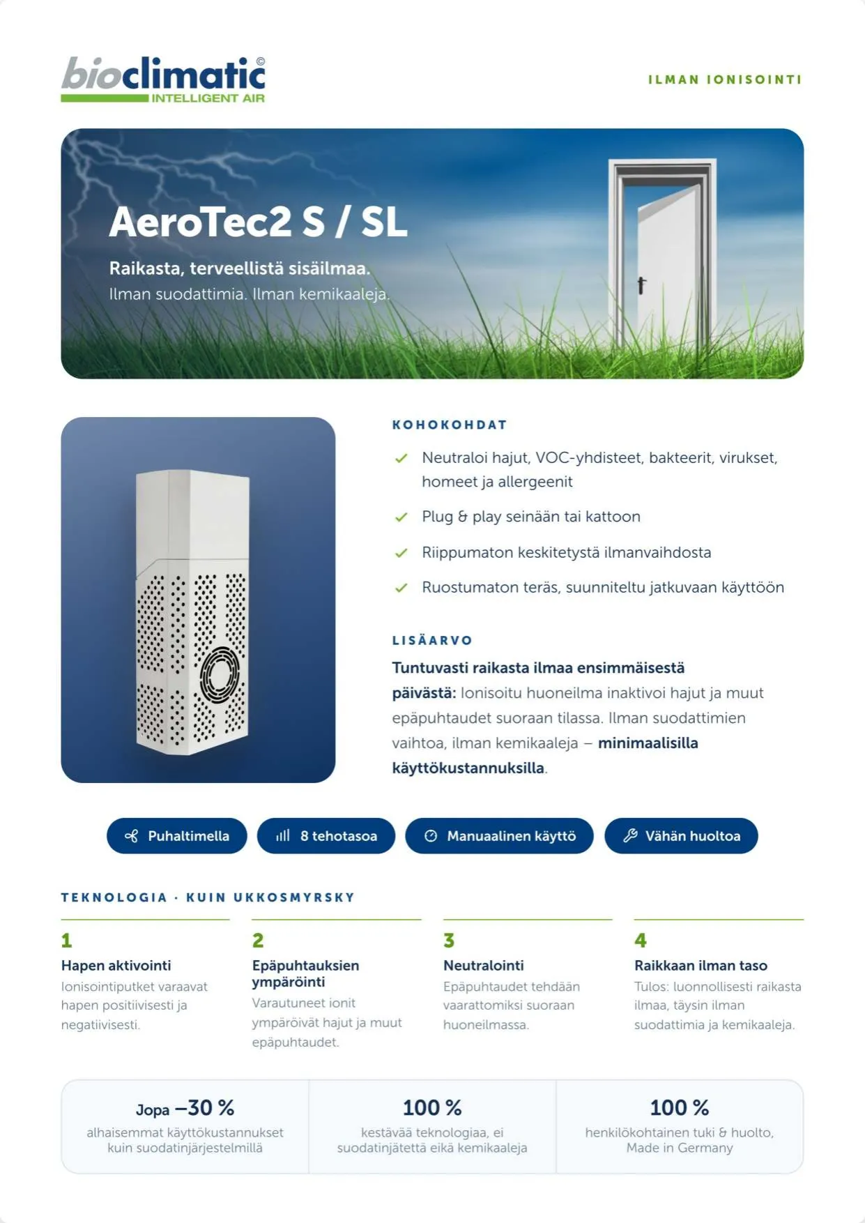 Produktflyer AeroTec2 S / SL, Seite 1 von 2 (Finnisch)