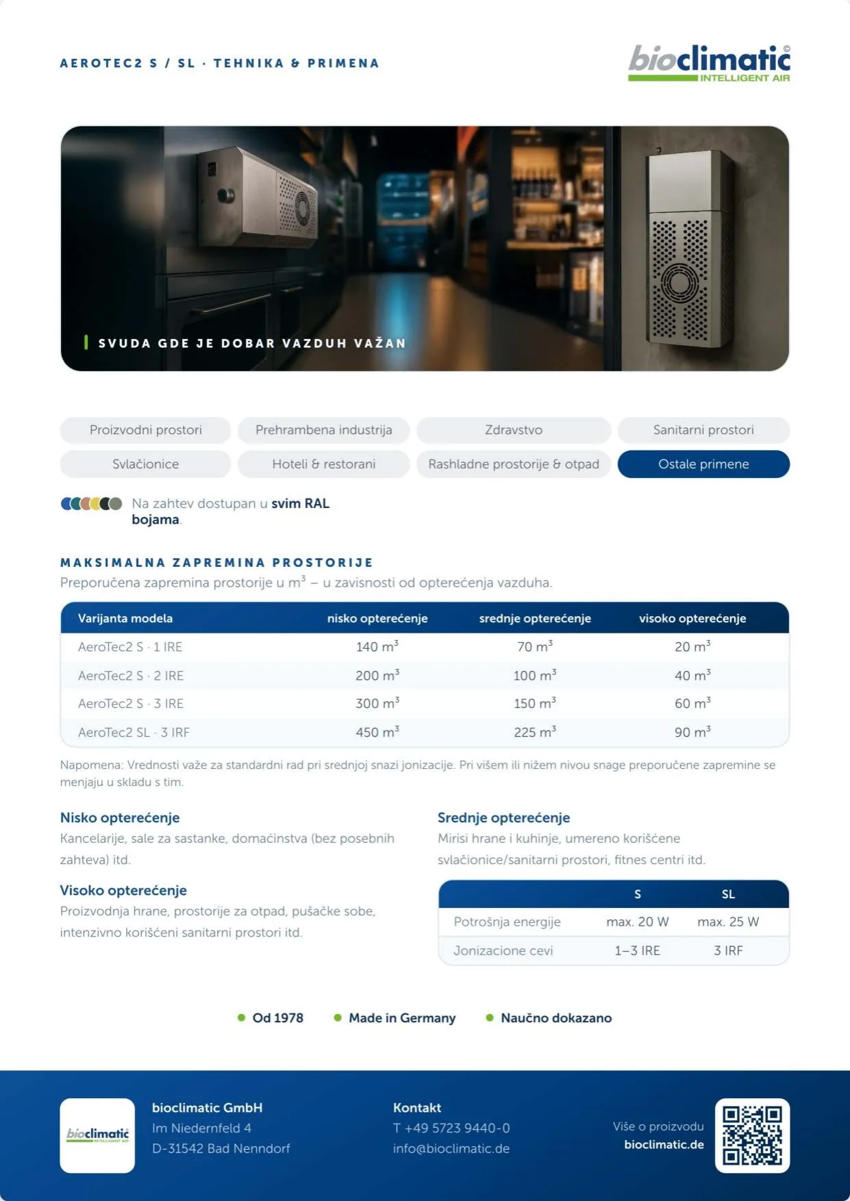 Produktflyer AeroTec2 S / SL, Seite 2 von 2 (Serbisch)