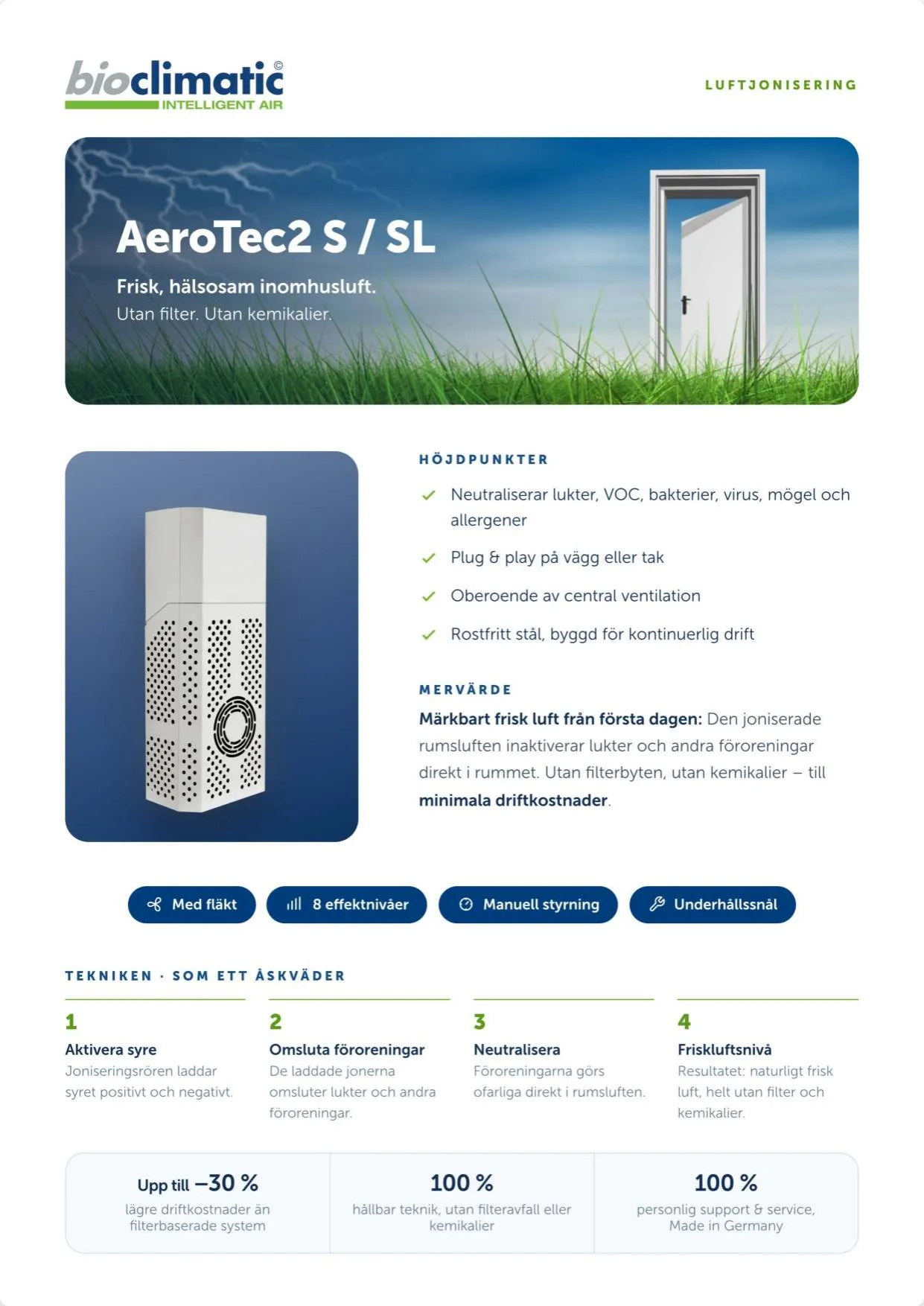 Produktflyer AeroTec2 S / SL, Seite 1 von 2 (Schwedisch)