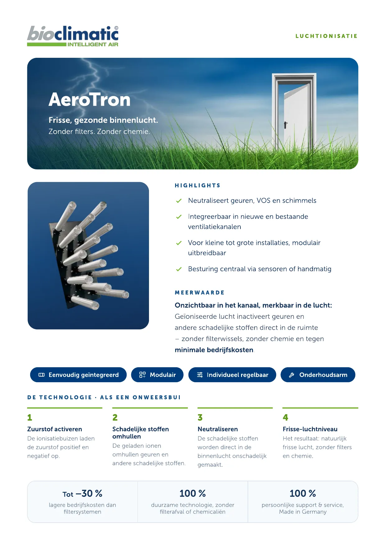 Produktflyer AeroTron, Seite 1 von 2 (Niederländisch)