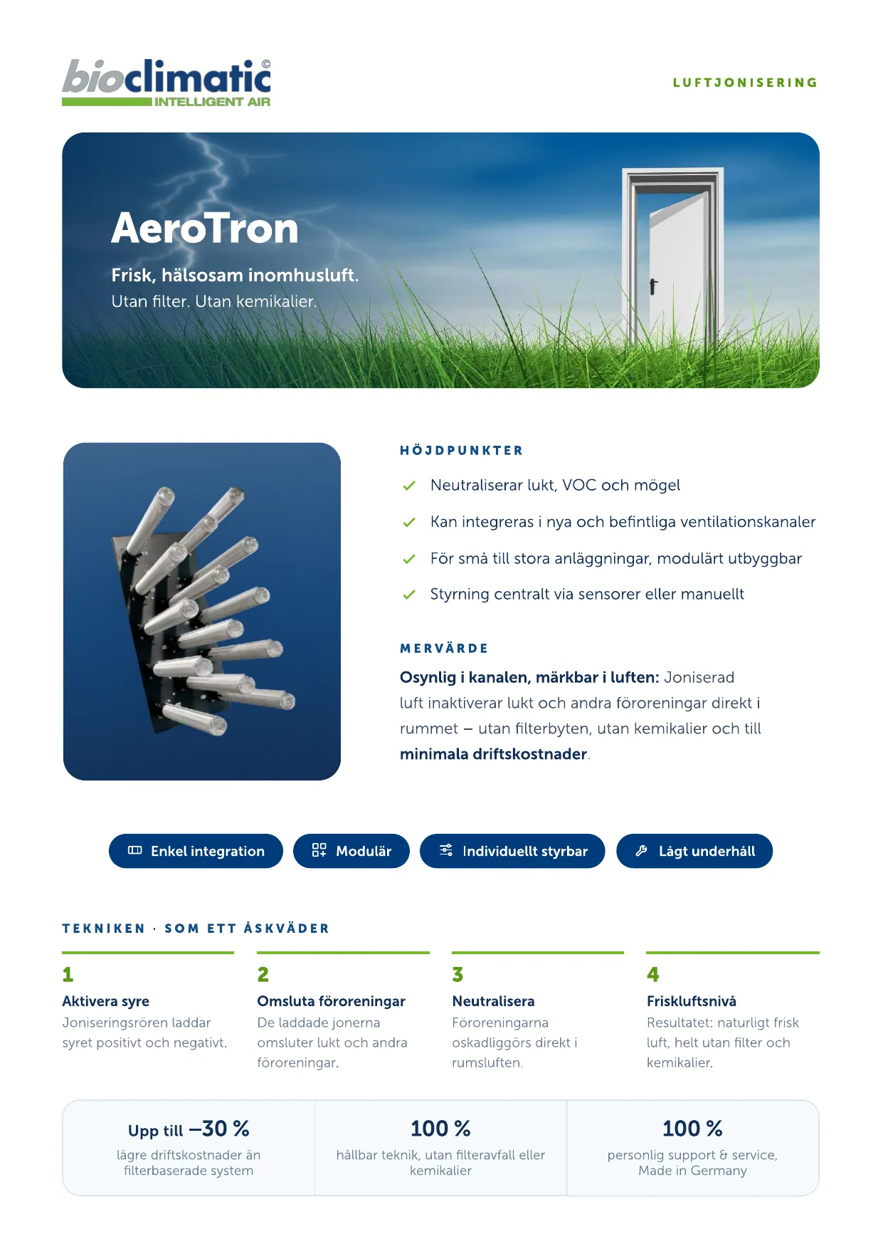 Produktflyer AeroTron, Seite 1 von 2 (Schwedisch)