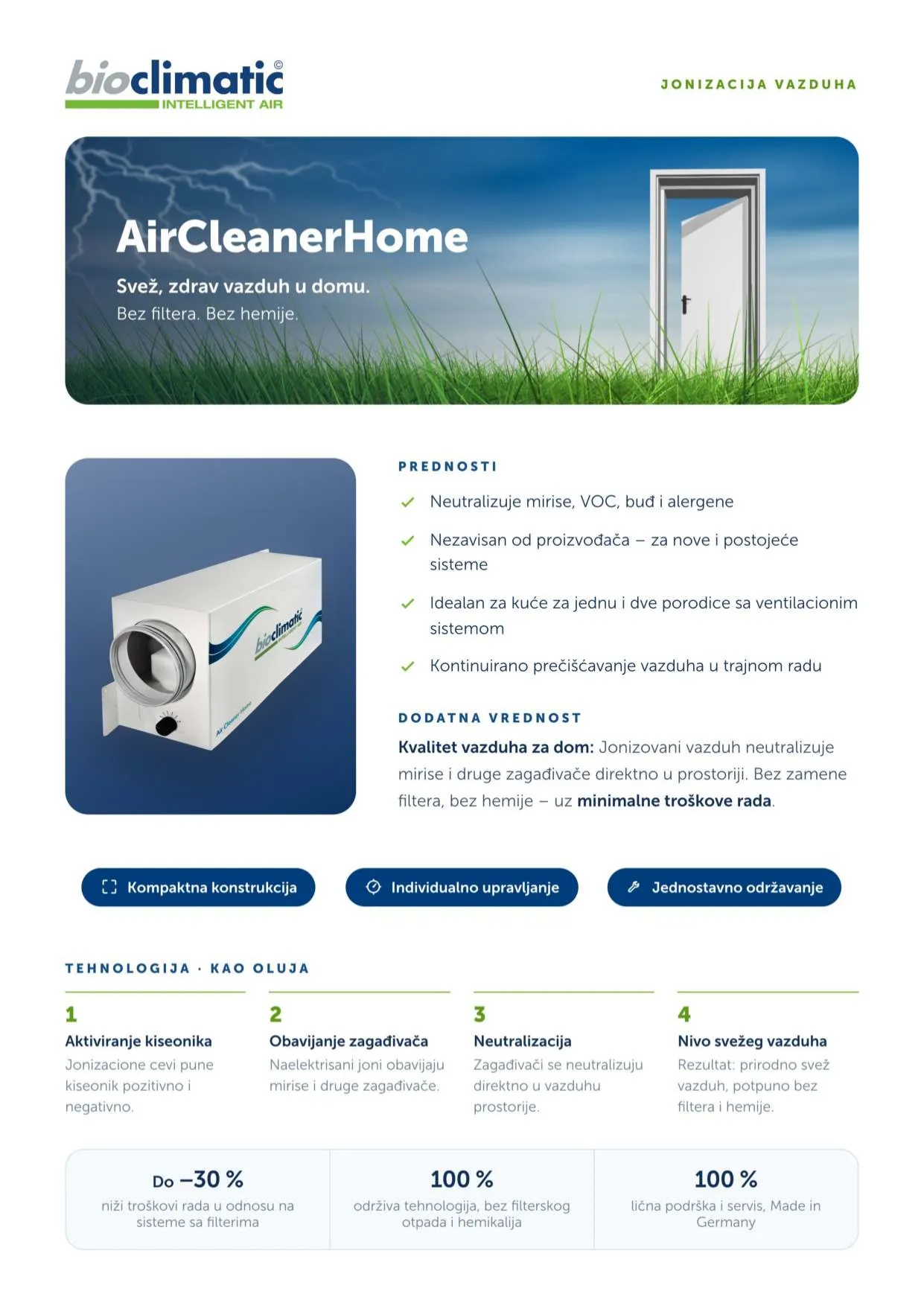Produktflyer AirCleanerHome, Seite 1 von 2 (Serbisch)