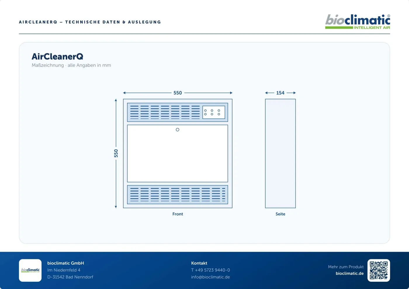 Technisches Datenblatt AirCleanerQ, Seite 2 von 2 (Deutsch)