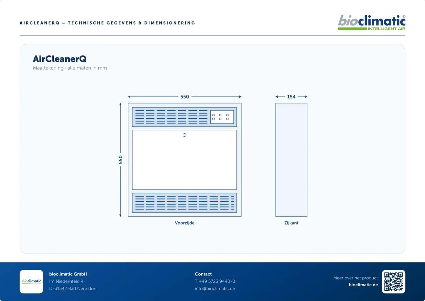 Technisches Datenblatt AirCleanerQ, Seite 2 von 2 (Niederländisch)