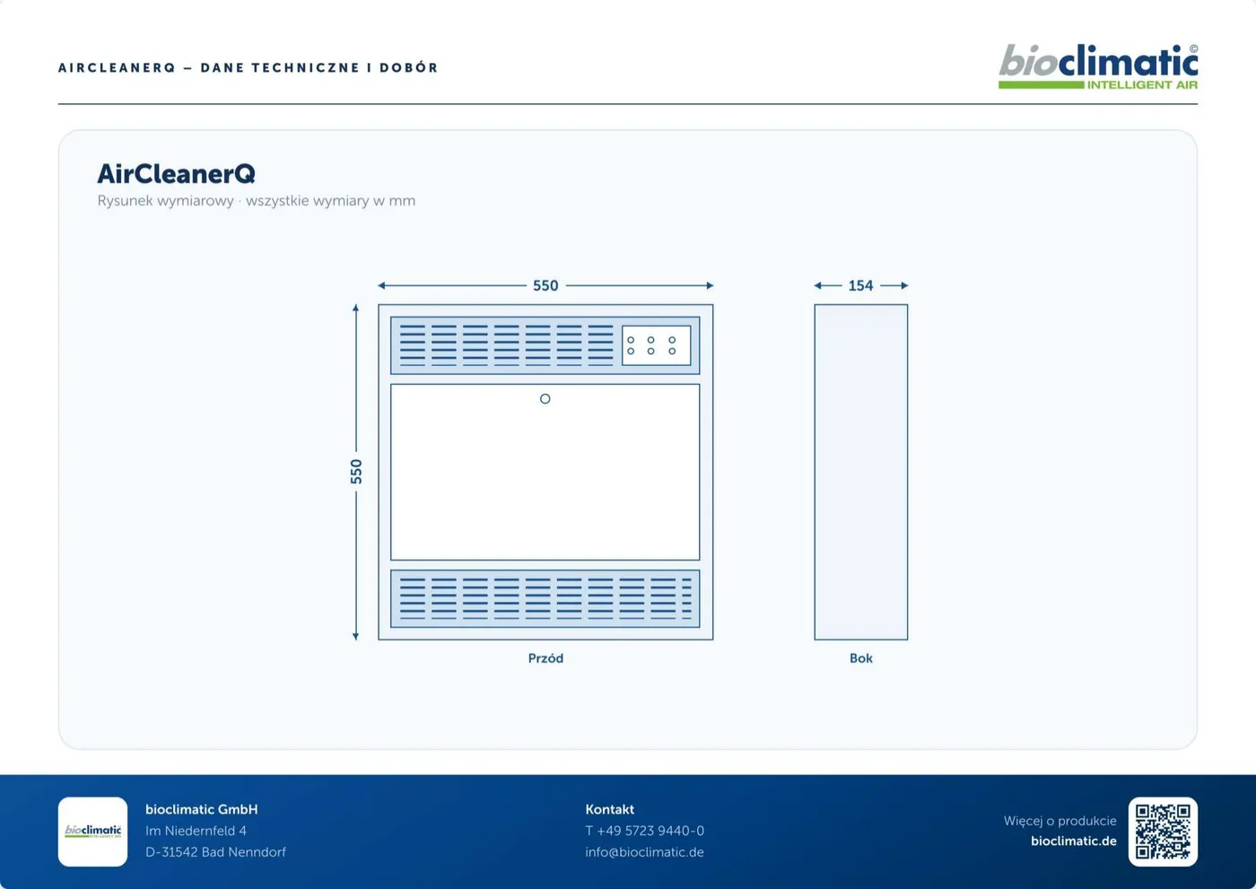 Technisches Datenblatt AirCleanerQ, Seite 2 von 2 (Polnisch)