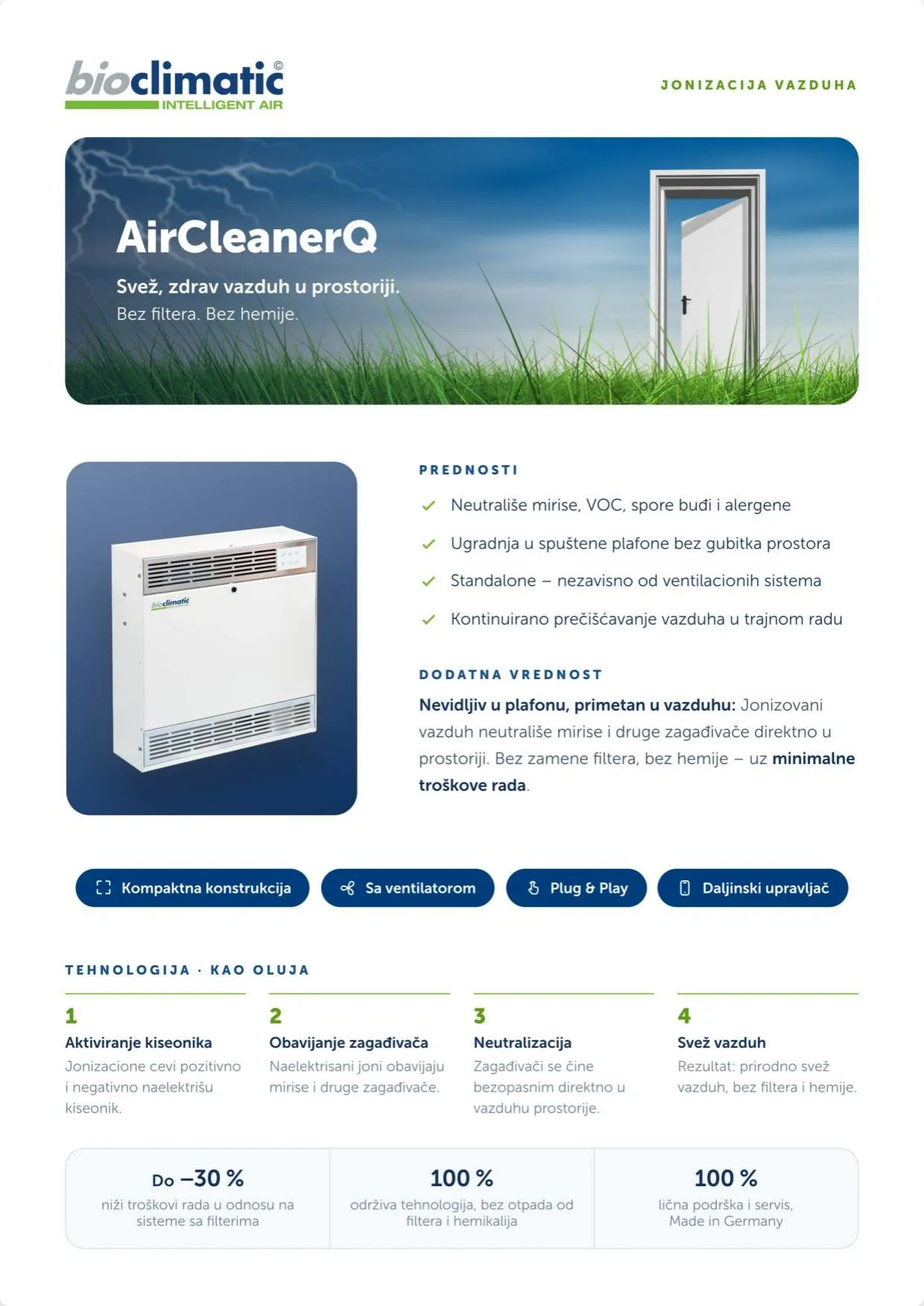 Produktflyer AirCleanerQ, Seite 1 von 2 (Serbisch)