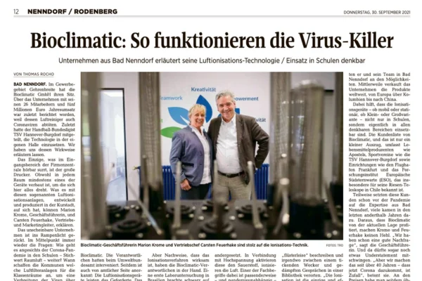 Downloads - Pressebericht zum Thema "Bioclimatic: So funktionieren die Virus-Killer"