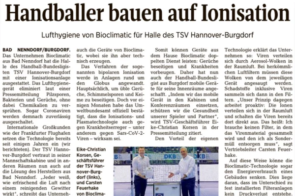 Downloads - Pressebericht zum Thema "Handballer bauen auf Ionisation"