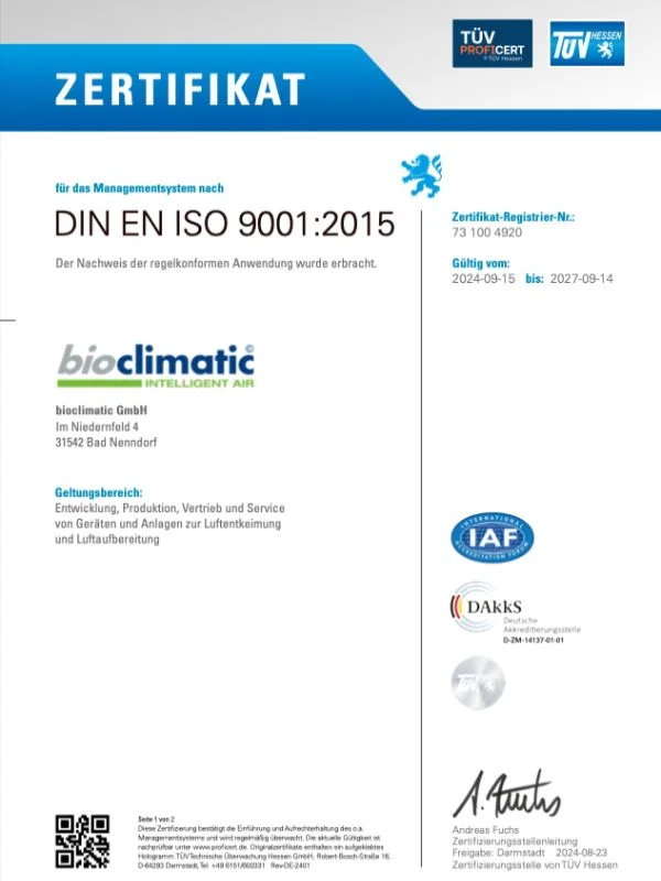 DIN EN ISO 9001:2015 Zertifikat